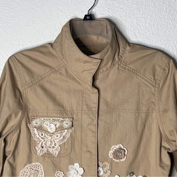 Levi’s tan denim lace appliqué jacket - Picture 2 of 9
